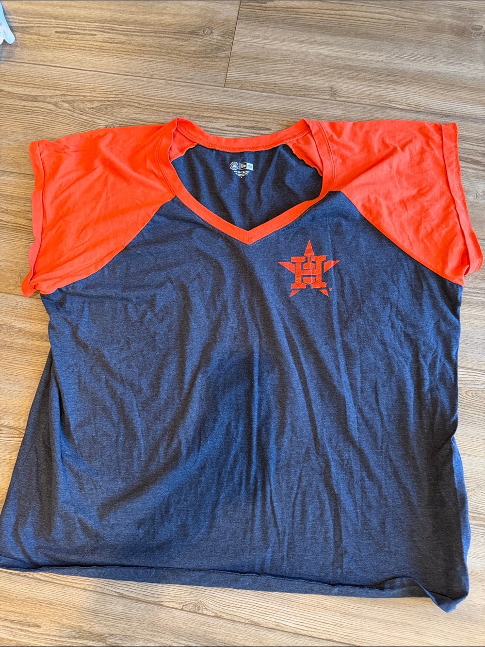 New Era Navy Tee with Bright Orange Collar